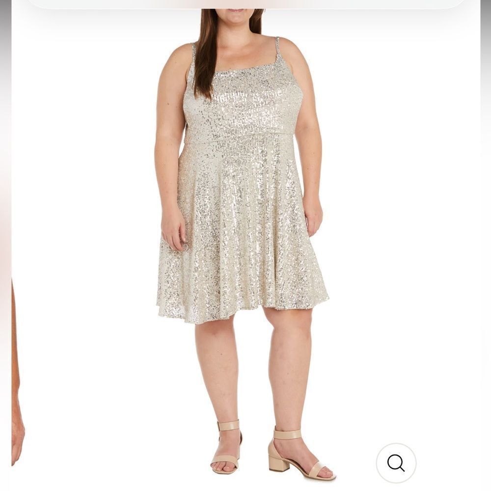 Morgan & Co. Champagne sequin Taylor Skater Dress - Curve size 16W